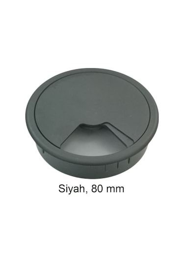 Adilon Masa Üstü Kablo Kanalı Deliği Kapağı Siyah Masa Kapağı 8 Cm 5 Adet