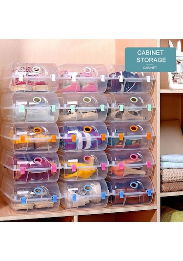 Cbtx 4pcs Ev Dolap Rafı İçin Sert Plastik Ayakkabı Saklama S Mavi