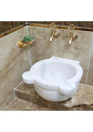 Beyaz Düz Mermer Kurna