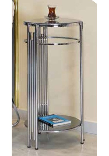 Mim Füme - Gümüş Sütun Fiskos Yan Sehpa Füme