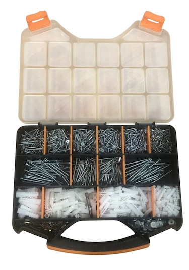 1197 Parça 18 Çeşit Sunta Vidası,dübel ,pul,çelik Çivi Seti,bits