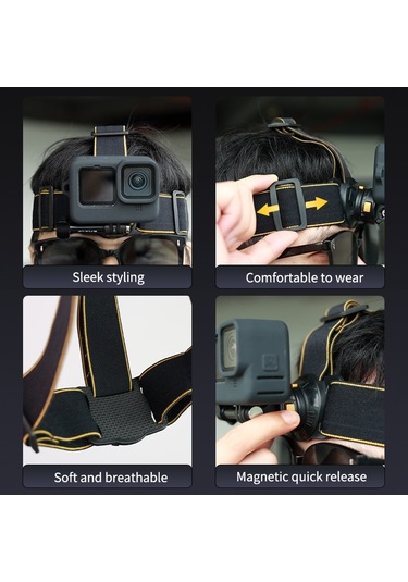 Puluz Manyetik Hızlı Açılan Kafa Kayışı Emniyet Kemeri Siyah
