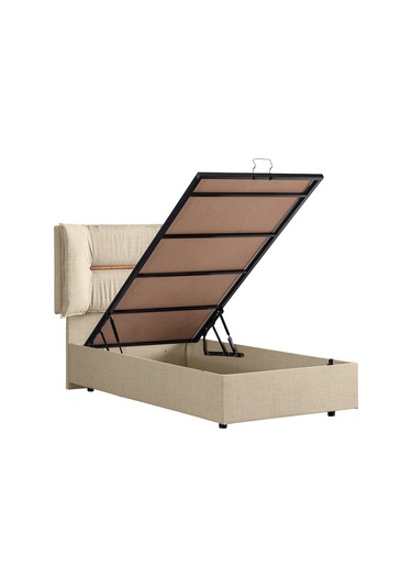 Setaymobilya Baza, Lizbon Tek Kişilik Baza + Başlık + Comfort Yatak, Krem