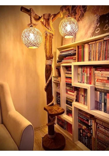 ArtAğaçTasarım Ağaç Lambader Doğal Ahşap Fethiye Serisi Min.175-180 Cm