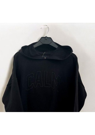 Kız Çocuk Kapüşonlu Calm Kapartmalı Sweatshirt-14372 Siyah