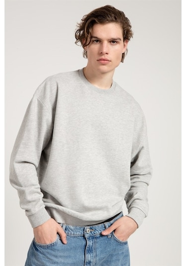 Jahr Marc Oversize Asit Yıkamalı Gri Erkek Sweatshirt Gri