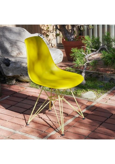Vitra Eames Plastik Yan Sandalye Re Dsr Duotone, Geri Dönüştürülmüş Plastik Sarı