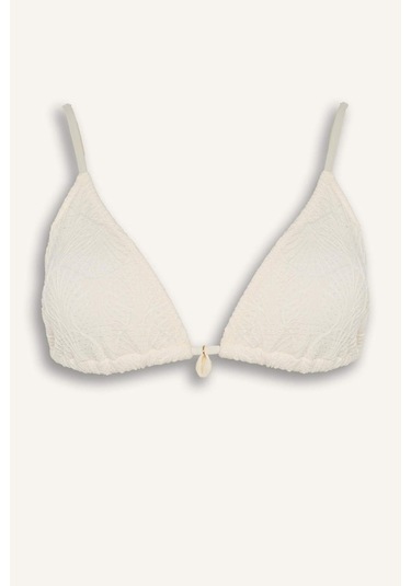 Defacto Regular Fıt Nakışlı Brode Bikini Üstü B6894ax26smer103 Ekru-er103