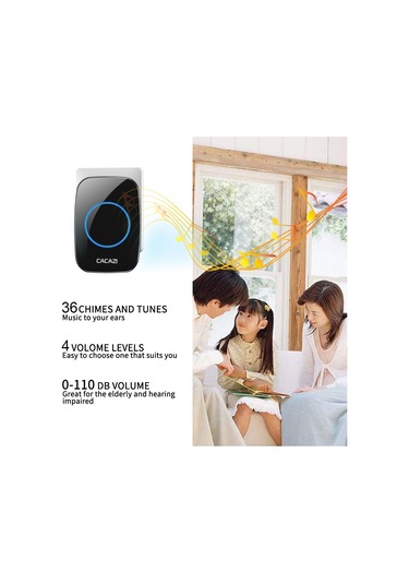 Cacazı H10 1 Pilsiz 1 Kablosuz Akıllı Kapı Zili İçin, Fiş: Ab Fişi Siyah