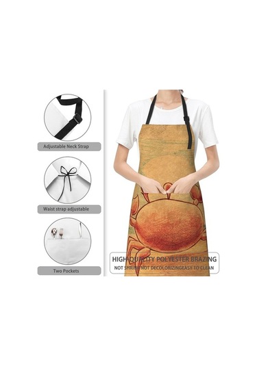 Fastbuy Ayarlanabilir Boyunlu Önlük, Konforlu Ev Stilinde Turuncu Yengeç Desen Diğer