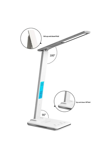 Yunboo Öğrenci Odası İçin Çok Fonksiyonlu Göz Korumalı Led Lamba - Katlanabilir, Kablosuz Şarj, Dokunmatik Kontrol, Siyah Şarjlı Modeller Diğer