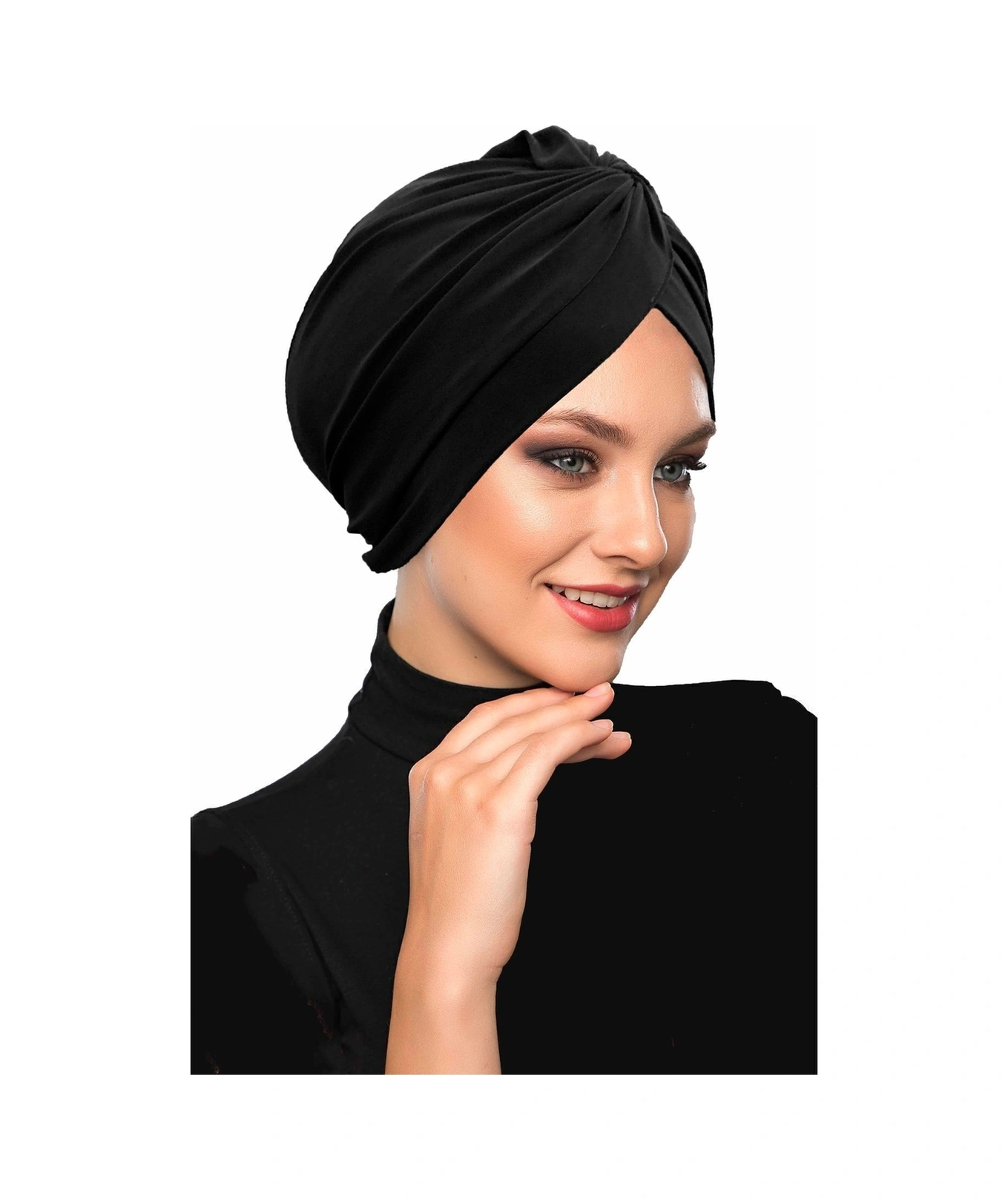 Çapraz Kancalı Siyah Hazır Türban Tesettür Dış Ve Havuz Bonesi Siyah