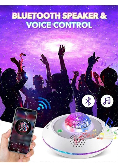Yıldız Projektör Galaxy Işığı, Bluetooth Müzikli Gece Lambası Gal Çok Renkli
