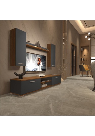 Decoraktiv Eko 7 Mdf Dvd Tv Ünitesi Tv Sehpası Ceviz - Antrasit