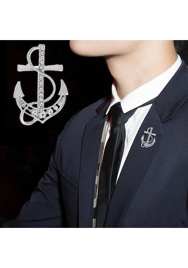 Homyl Çapa Broş Lüks Nefis Erkek Tören Aksesuarları Eşarp Dans Gümüş