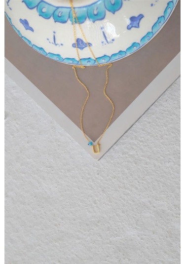 Minamis Silver Gözlü Üç Boyutlu U Harfli Kadın Kolye-2348