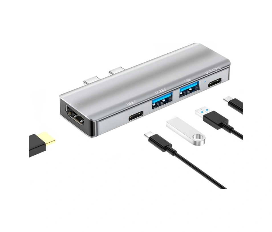 Technow Yg-2102 5 İn 1 Çift Usb-c / Type-c-usb Hub Çevirici Adaptör