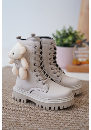 Daxtors D006 Günlük Ortopedik Ayıcıklı Kız Çocuk Botu Krem