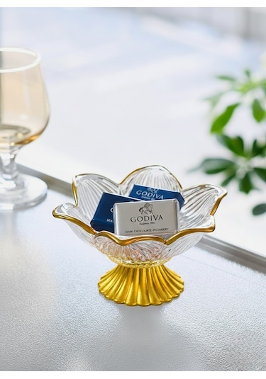Lotus Çizgi Ayaklı Sunumluk 6 Lı Gold Altın