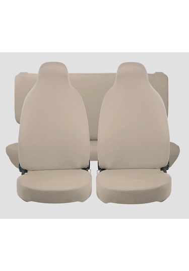 Her Araca Uyumlu Bej Oto Koltuk Kılıfı -araç Penye Koltuk Kılıfı Servis Kılıfı 4 Parça