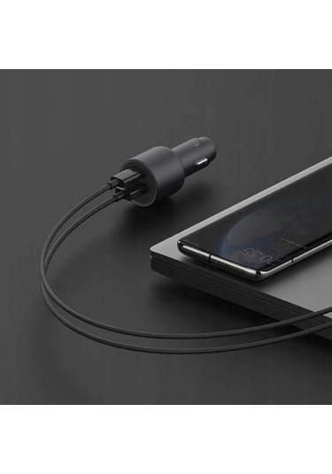 Pazly 100w Hızlı Şarj Xiaomi Araba Şarj Cihazı, Çift Portlu Usb-c Ve Usb-a, Kablo Ve Adaptör İçeren Şarj Aleti Kablo Ve Adaptör