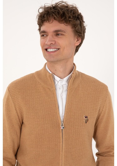 U.s. Polo Assn. Erkek Camel Melanj Hırka Triko 50288871-vr122 Camel Melanj