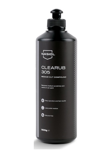 Nasiol Clearub 305 Orta Ağır Çizik Giderici Polisaj Pastası Pasta Cila 500 G Silikonsuz Boya Parlat