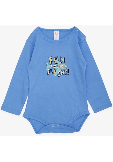 Breeze Erkek Bebek Çıtçıtlı Body Pilot Hayvancıklar Baskılı 9 Ay-3 Yaş, Mavi-mavi Mavi