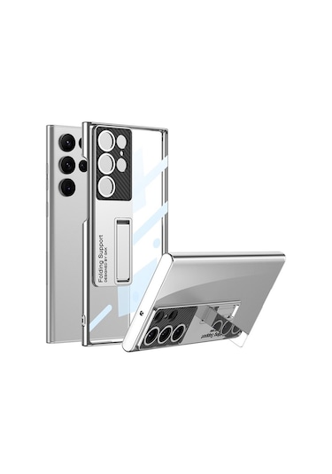 Gkk Samsung Galaxy Uyumlu S24 Ultra Telefon Kılıfı Galvanik Çizilmeye Dayanıklı Kickstand Koruyucu Kılıf