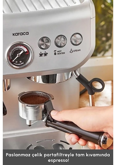 Karaca Coffee Art 2 L Barista Öğütücü + Süt Köpürtücü+ 15 Bar Basınçlı Espresso Kahve Makinesi