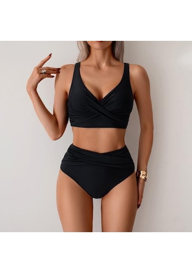 2 Adet/set Kadın Bikini Seti Derin V Yaka Dolgulu Telsiz Sütyen Yüksek Bel Yüzme Şortu Seti Düz Renk Yırtmaçlı Tasarım Plaj Giyim Pembe 2 Adet/set Kadın Bikini Seti Derin V Yaka Dolgulu Telsiz Sütyen Yüksek Bel Yüzme Şortu Seti Düz Renk Yırtmaçlı Tasarım Plaj Giyim Pembe