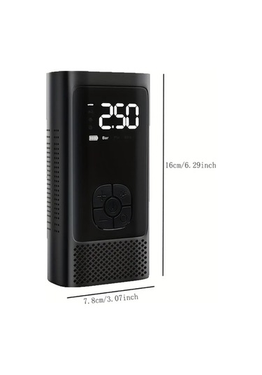 Primepickings 1 Adet Dijital Lastik Şişirme Cihazı Black Taşınabilir Usb Şarjlı Hava Kompresörü Abs Malzeme Araç Bisiklet Motor Spor Ekipmanları İçin