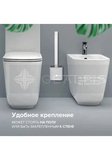 Yunboo Silikon Tuvalet Fırçası, Beyaz, Tam Kapalı Tabanlı Ve Duvar Montajlı Seti, 1 Adet Diğer