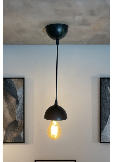 Tekli Klasik Model Minimal Rustik Avize El Yapımı Bohem Tasarım İskandinav Dekor Lamba Sarkıt Siyah