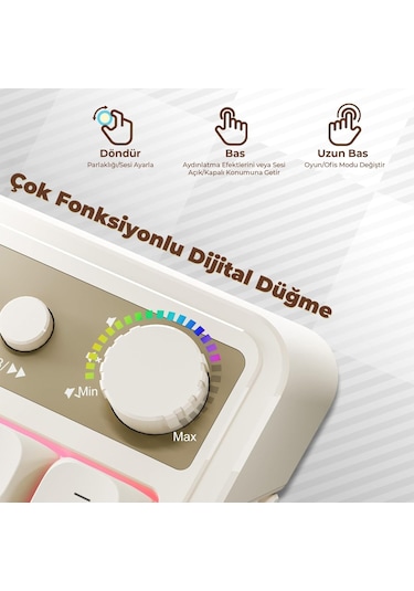 Aula S99 Retro Rgb Gaming 3 Modlu Bluetooth/2.4ghz/usb-c Kablosuz Makrolu Türkçe Q Klavye Sarı