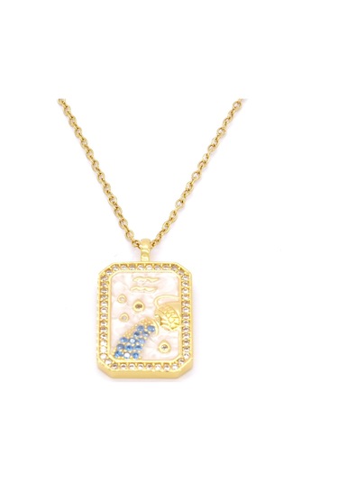 Çelik Kolye, Altın Kaplama Kova Burcu Kadın Kolye K-113 Altın