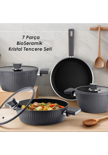 Lines L5090 İndüksiyonlu-bioseramik Kristal 7 Parça Tencere Seti