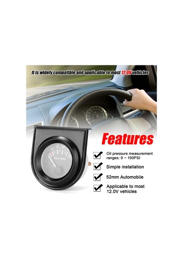 Lemestar Otomobil Yağ Basınç Ölçer Yeniden Takma 52mm Otomobil Yağ Basınç Aleti 0 100psı