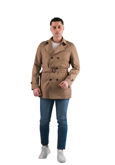 Slim Fit Astarlı Baharlık Kemerli Erkek Trençkot 001