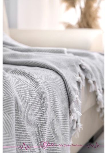 Klasik Pamuklu Koltuk Örtüsü 150x170cm Balık Sırtı Desen Koltuk Örtüsü Gri