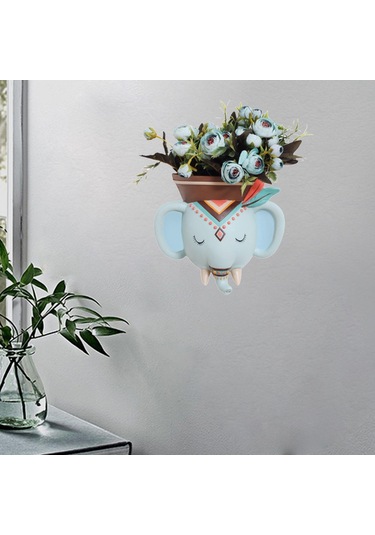 Suntek Magideal Etnik Hayvan Kafası Duvar Ekici Asılı Pot Reçine Fil