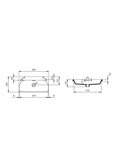 Bocchi Milano 1527-001-0126 Yarım Tezgah Lavabo Beyaz 56 x 29 CM