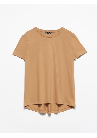 Dilvin 3471 Bisiklet Yaka Basic T-shirt-koyu Camel Koyu Camel