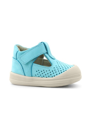 Rakerplus Shaun Hakiki Deri Mavi Beyaz Cırtlı Anatomik Bebek Sandalet Mavi
