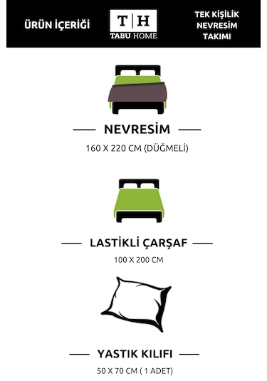 Tabu Home Ranforce Ayıcıklı Kalpli Çarşafı Lastikli Tek Kişilik Nevresim Takımı