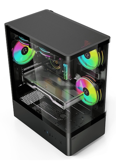 Gametech Intense Siyah Tuş Kontrol Rgb 5x120 Mm Fanlı Gaming Kasa