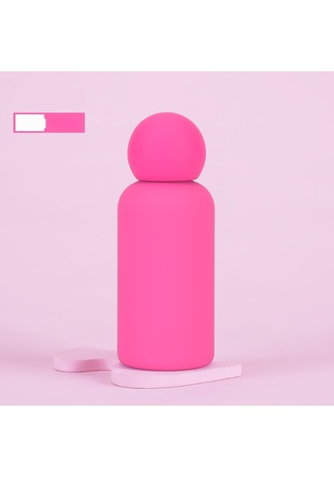 316 Paslanmaz Çelik Termos Bardak 350ml Yaratıcı Sevimli Çocuk Açık Hava Sporları Su Bardağı Koyu Pembe