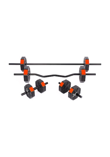 Tan Spor 30 KG Dambıl Ağırlık Full (Düz bar + Z bar ) Halter Set