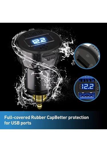 Motion003 Çift Hizli Sarj Cihazi 3.0 Usb Led Ekranli Alüminyum Dın Hella Fiş 12v-24v Yeşil