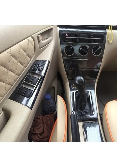 Sandwich Motion003 Toyota Carola 2002-2006 İç Kontrol Paneli Kolu Karbon Fiber Kapı Şapka Siyah Arka Dekor Ekipmanı